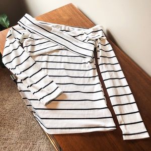 Form fitting off shoulder shirt